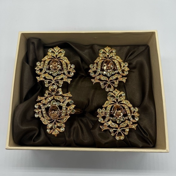 L’objet gold plated & Swarovski Crystal Napkin Rings RARE-NO LONGER AVAILABLE - Picture 2 of 4